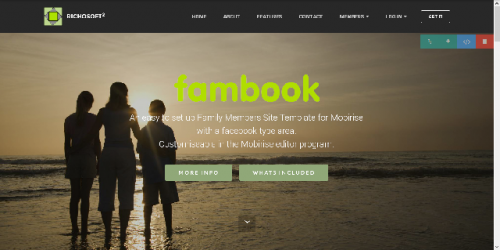 Mobirise fambook Membership System Template for v3.08 to 3.12.1 from RichoSoft Squared