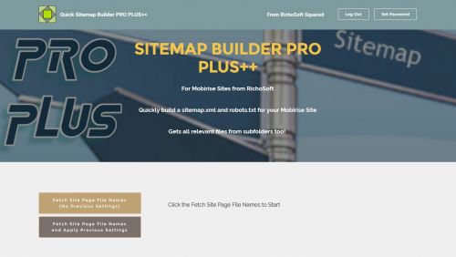 Mobirise PRO PLUS++ Quick Sitemap System for v3.08 or later from RichoSoft Squared