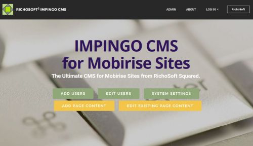 Mobirise (English) Impingo CMS System 