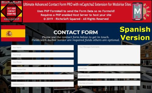 Mobirise Spanish ULTIMATE PRO ADVANCED With Unlimited Licences reCaptcha2 Contact Form Extension